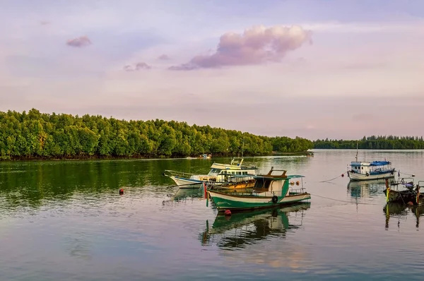 günbatımı nehrinde krabi, Tayland