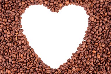 Kahve çekirdekleri şekil kalbinde