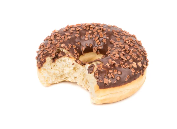 Bitten chocolate donut — Stockfoto