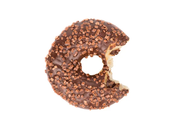 Bitten chocolate donut — Stockfoto
