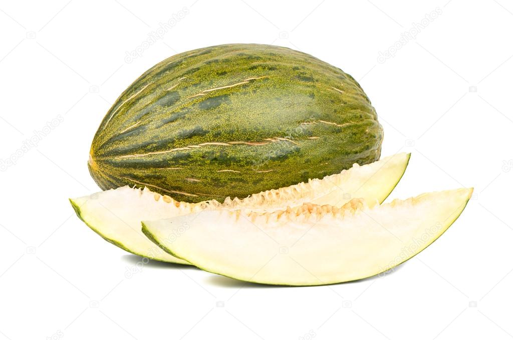 Green melon with slice