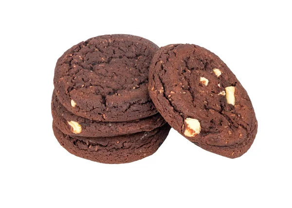 Stack Chocolate Cookies Coconut Slices White Background — Stock Photo, Image