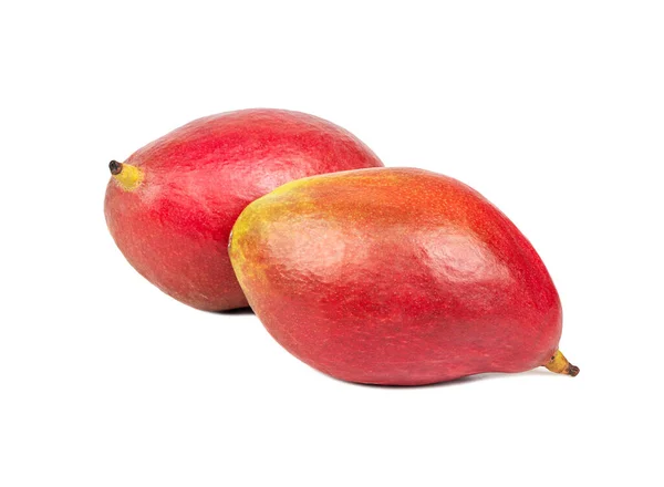 Due Deliziosi Frutti Mango Rosso Isolati Sfondo Bianco — Foto Stock