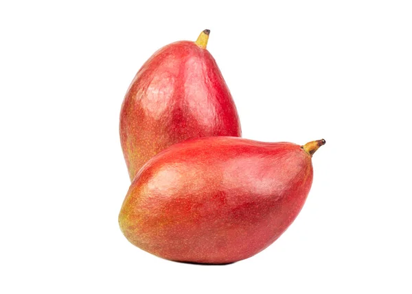 Due Frutti Mango Rosso Isolati Fondo Bianco — Foto Stock