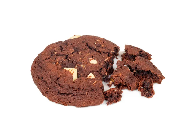 Broken Homemade Chocolate Cookies White Background — Stock Photo, Image