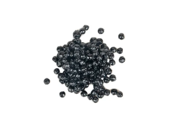 Pilha Caviar Preto Isolado Fundo Branco Vista Superior — Fotografia de Stock