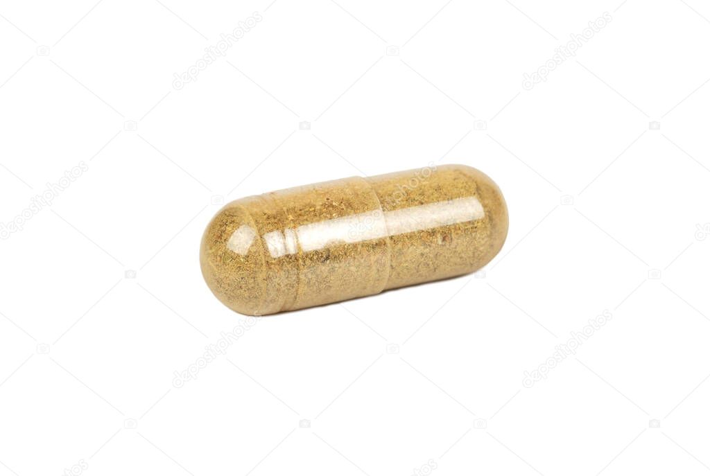 Homeopathic capsule isolated on white background