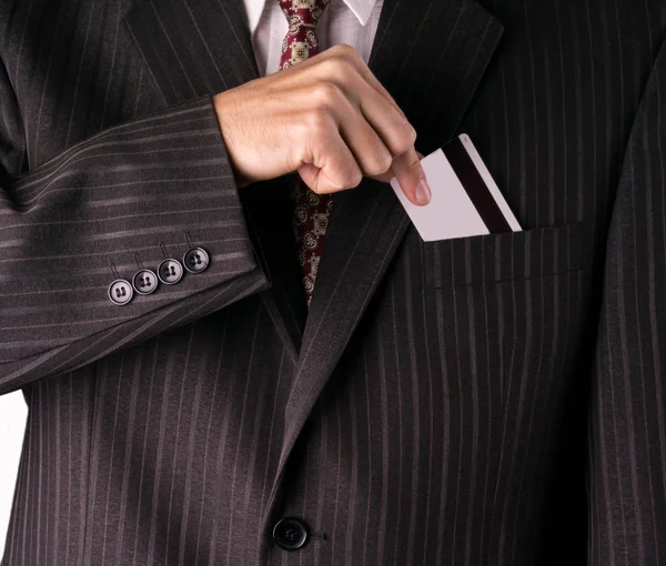Бизнесмен с кредитной картой — стоковое фото