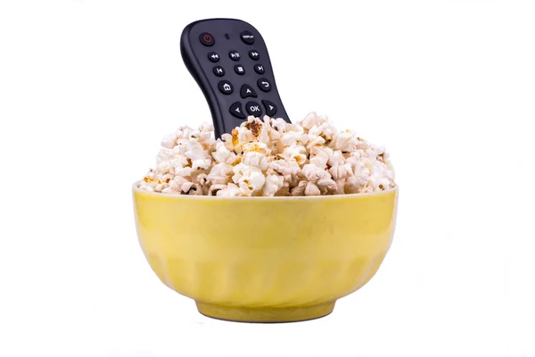 Popcorn en afstandsbediening — Stockfoto