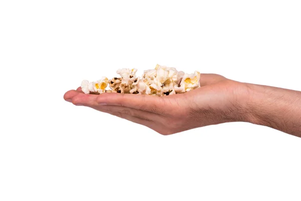 Popcorn i hand — Stockfoto