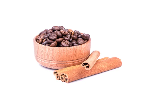 Cinnamon sticks with coffee beans — Stock Photo, Image