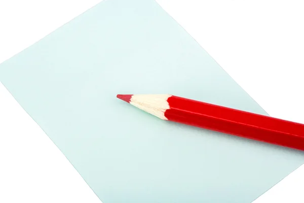 Lápis vermelho e adesivo — Fotografia de Stock