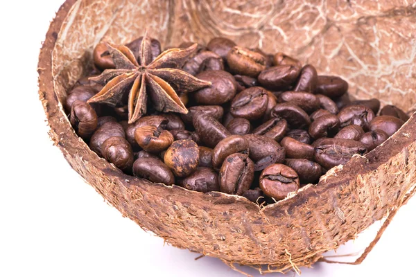 Caffè in guscio di cocco — Foto Stock