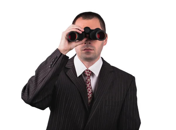Hombre de negocios con prismáticos — Foto de Stock
