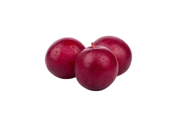 Three red plums — Stock Photo, Image