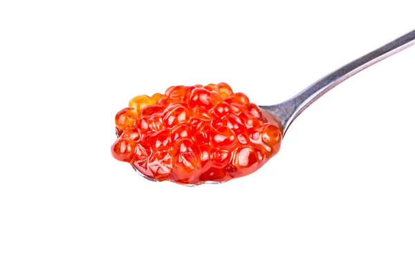 Red caviar in spoon — Stock Photo, Image