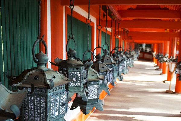 Metal ancient lantern in shrines