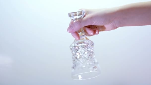 Crystal hand bell op een witte achtergrond — Stockvideo