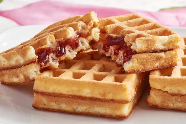 Pulled-down wafer with jam — Stock Photo, Image