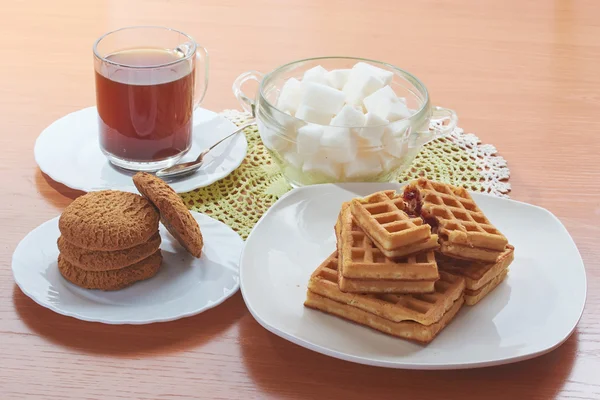 コーヒーと砂糖のウエハのクッキー — ストック写真