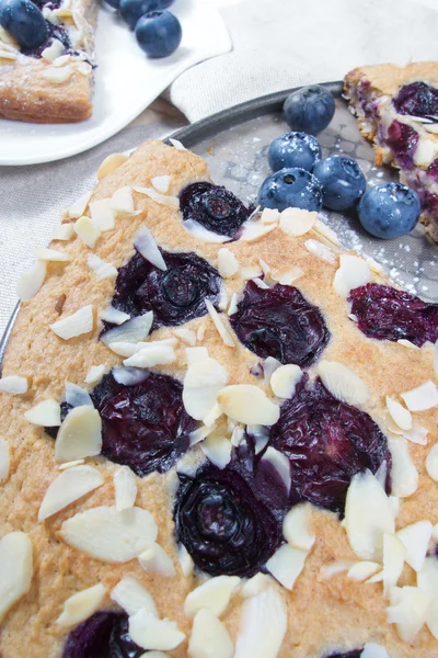 Low carb healthy blueberries cake with almond — Stock Photo, Image