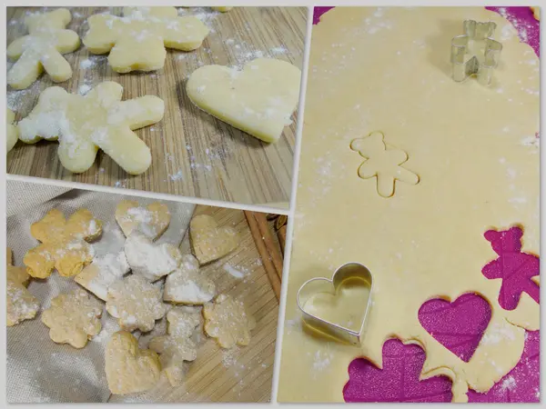 Proceso de preparación de las galletas de jengibre de Navidad con moldes — Foto de Stock