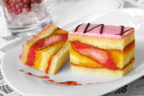 Sweet pink punch cake — Stock Photo, Image