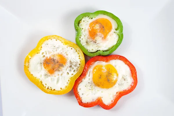 Three Colorful pepper vegetable with eggs — Stock Photo, Image