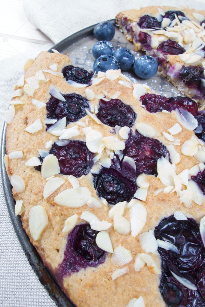 Low carb healthy blueberries cake with almond