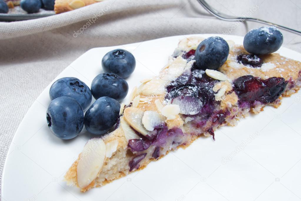 Low carb healthy blueberries cake with almond