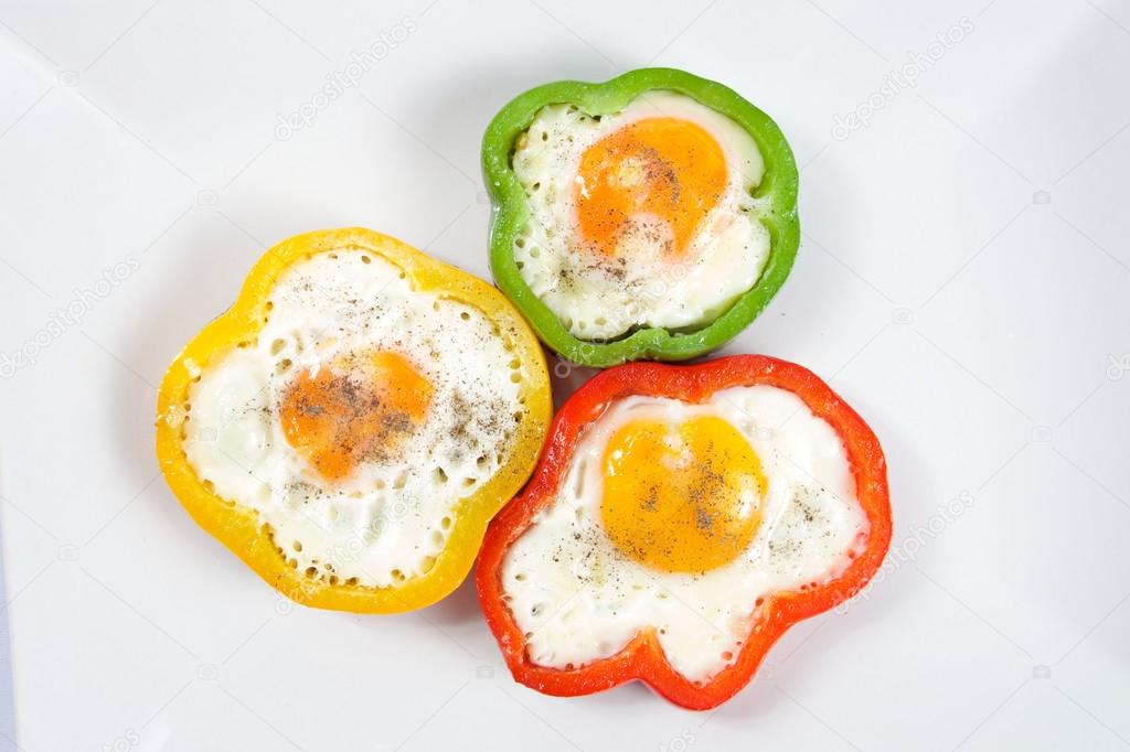 Three Colorful pepper vegetable with eggs