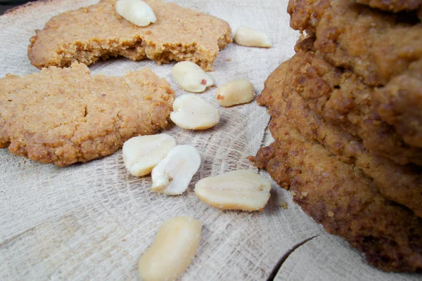 Sweet Healthy Peanut Cookies Wooden Table Honey — Stock Photo, Image