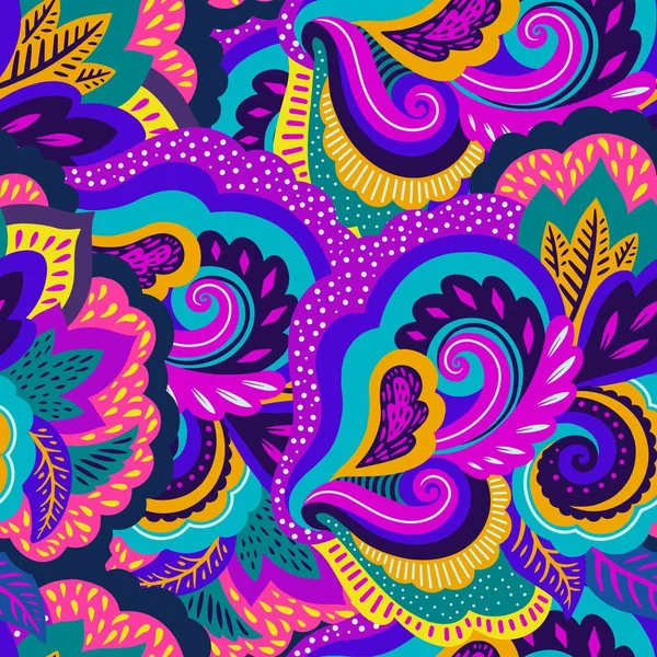 Funky kleurrijke naadloze psychedelische textuur voor decoratie en design. — Stockvector