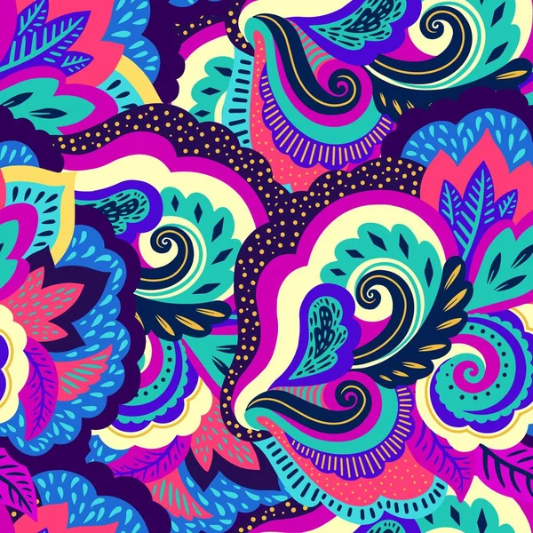 Funky kleurrijke naadloze psychedelische textuur voor decoratie en design. — Stockvector