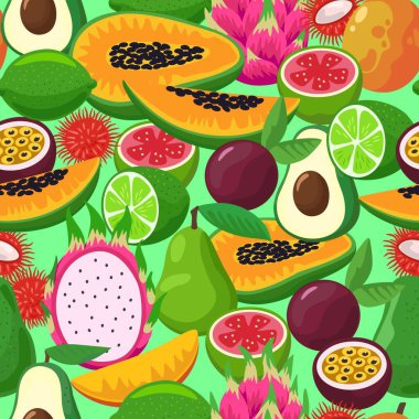 Renkli parlak tropikal meyvelerle kusursuz desen.