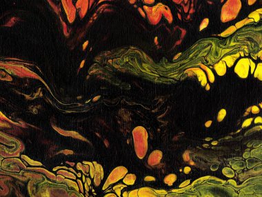 Elle boyanmış mermer sıvı siyah, kırmızı sarı renk..