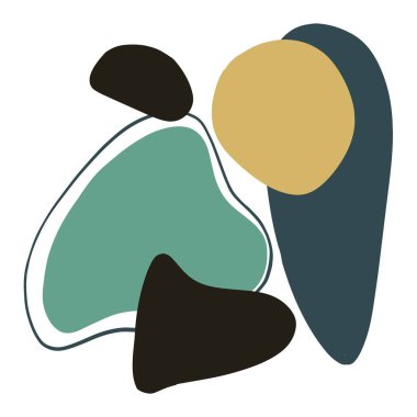 Geometrik ve botanik şekilli çağdaş kompozisyonlar. Boho tarzında soyut dekor.