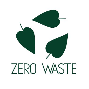 Beyaz arka planda sıfır atık logosu izole edildi. Yeşil yapraklı doğrusal ikon çevre dostu etiket. 