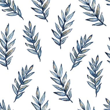 Mavi dalları olan şirin minimalist suluboya desenli..