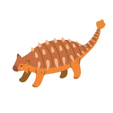 Beyaz arka planda izole edilmiş sevimli karikatür ankylosaurus.. 