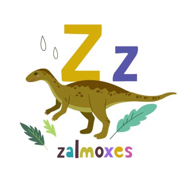 Zalmoxlar. Dinozor ve Z harfiyle çizilmiş güzel bir el çizimi..