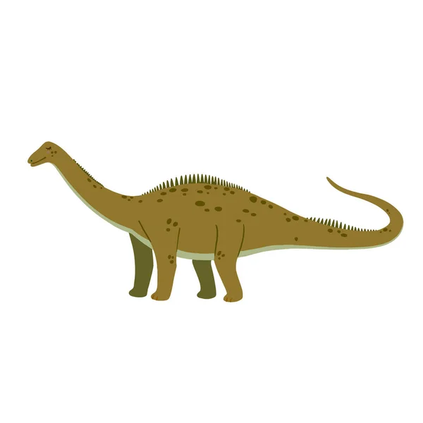 Bonito desenho animado doodle diplodocus, isolado em fundo branco. — Vetor de Stock