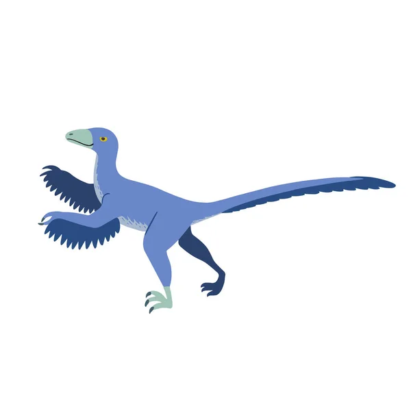 Carino doodle velociraptor cartone animato, isolato su sfondo bianco. — Vettoriale Stock