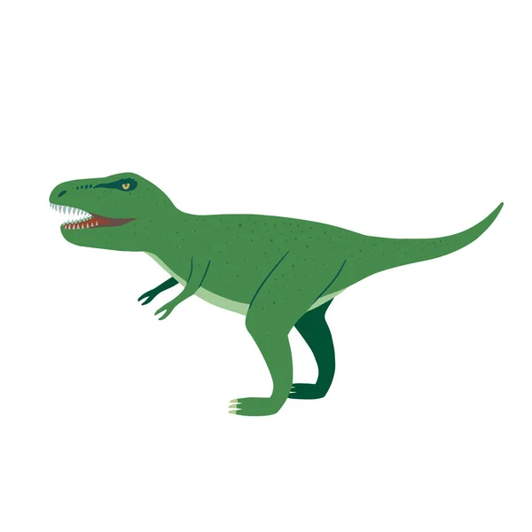 Lindo tiranosaurio garabato de dibujos animados, aislado sobre fondo blanco. — Vector de stock