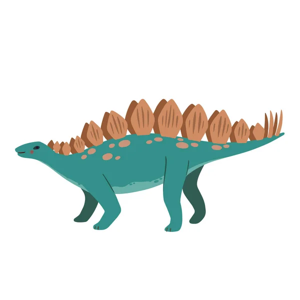 Carino doodle stegosauro cartone animato, isolato su sfondo bianco. — Vettoriale Stock