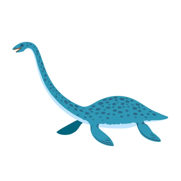 Carino doodle cartone animato elasmosaurus, isolato su sfondo bianco. — Vettoriale Stock