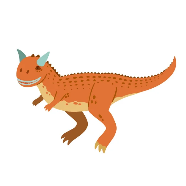 Bonito desenho animado doodle carnotaurus, isolado no fundo branco. — Vetor de Stock