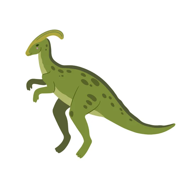 Roztomilý kreslený doodle parasaurolophus, izolované na bílém pozadí. — Stockový vektor