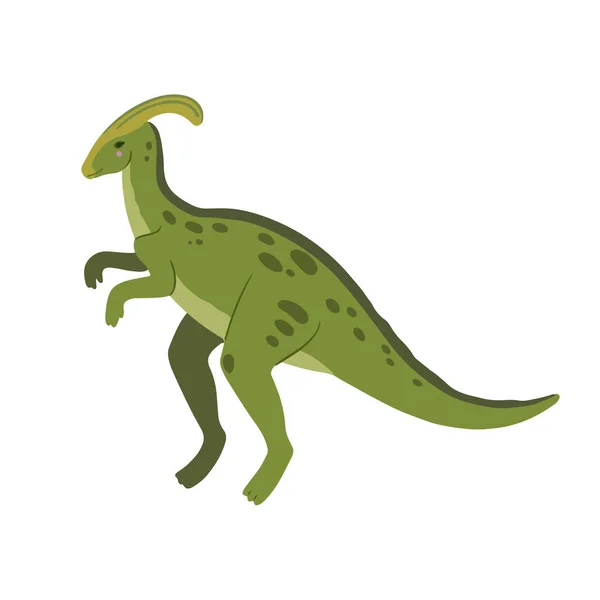 Bonito desenho animado doodle parasaurolophus, isolado em fundo branco. — Vetor de Stock