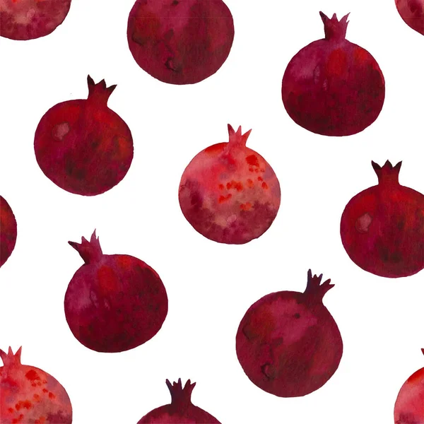 물감없는 물감 자국에 진한 붉은 석류가 들어 있다. 가넷 열매를 곁들인 무늬. — 스톡 사진